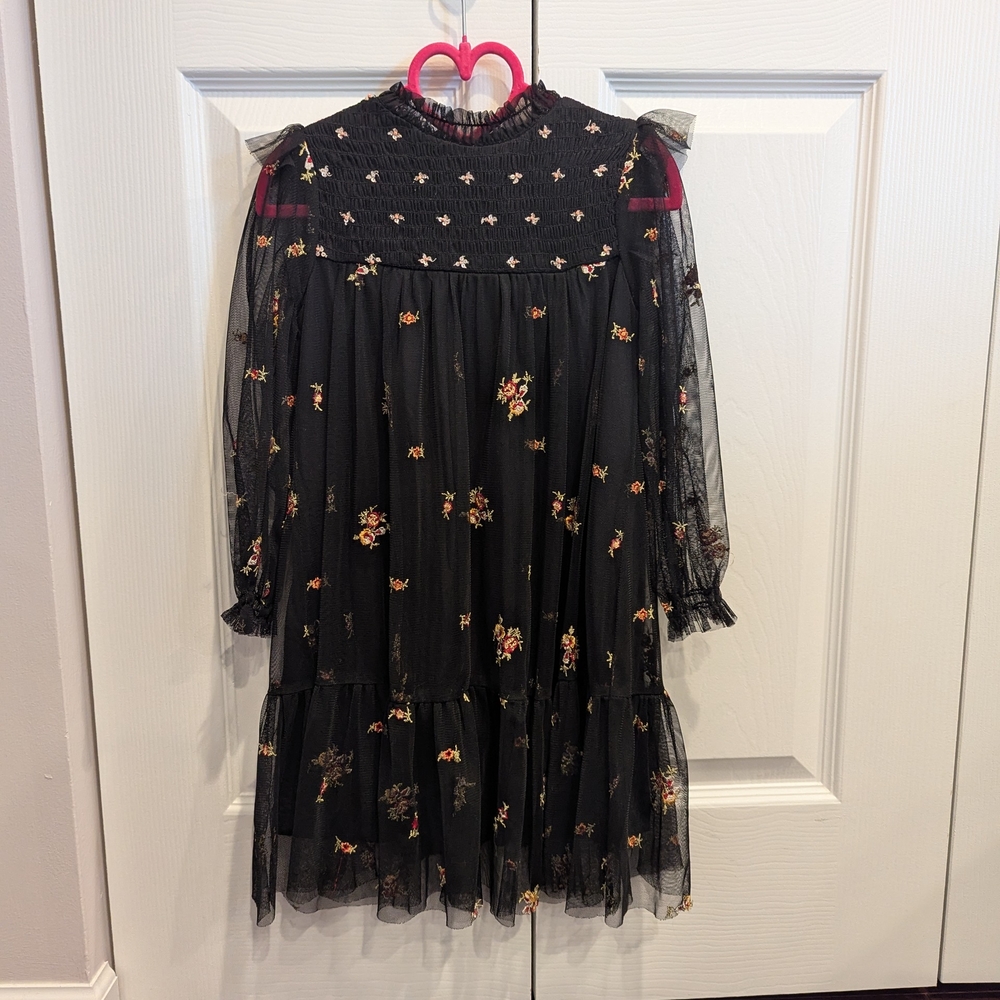 Floral Black Kids Dress